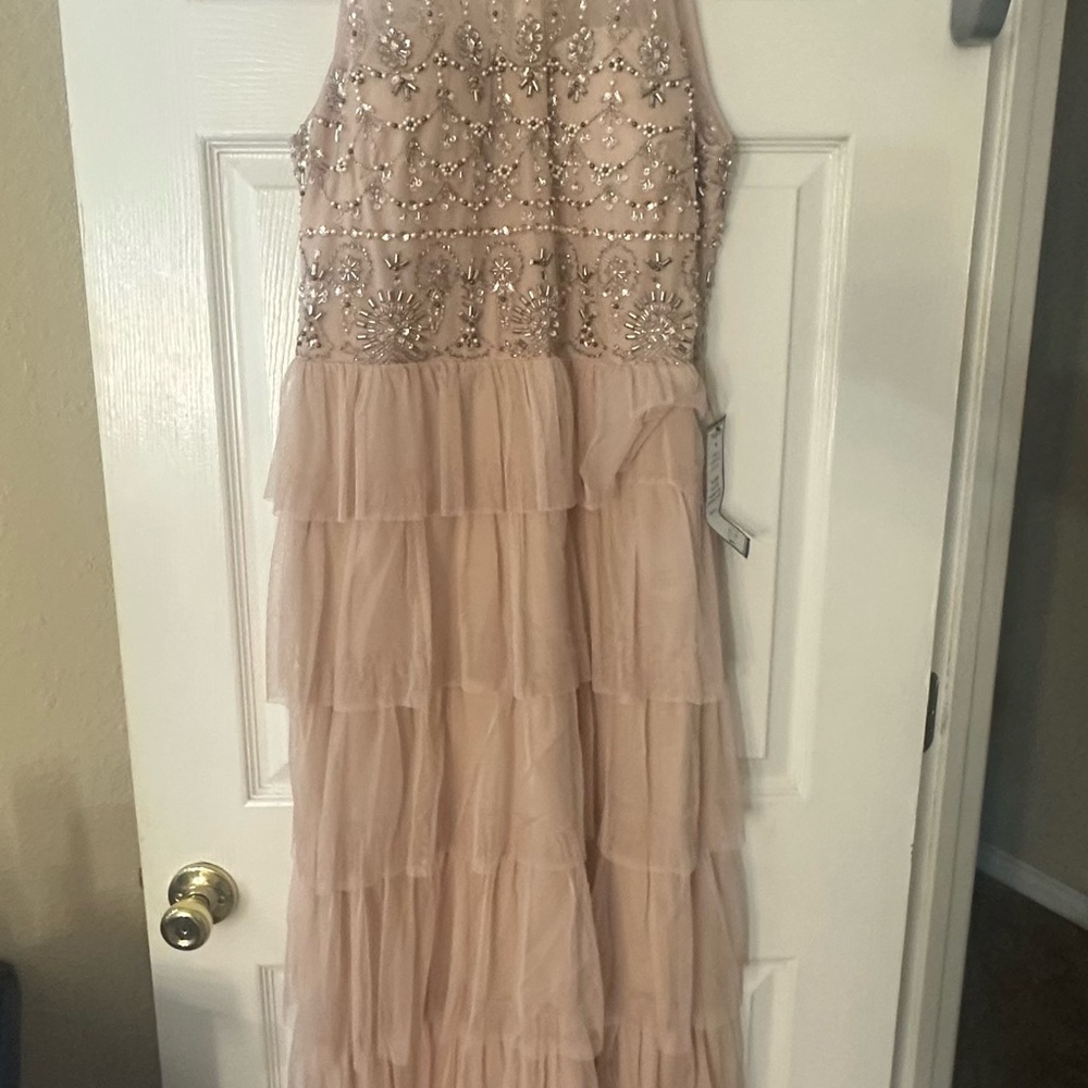 Adrianna Papell Blush Beaded Dress